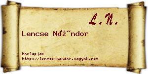 Lencse Nándor névjegykártya